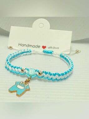 12 Pieces Handmade Bracelet for Baby Shower Gender Reveal Mix of Charms